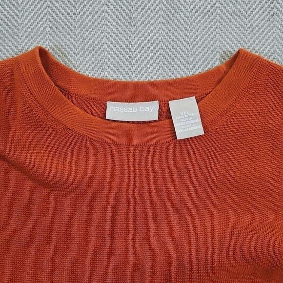 Nassau Bay Sweater Men's XXL Orange with Blue Stripes Long Sleeve Quiet Luxury - Picture 8 of 14